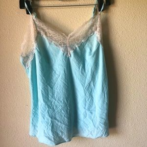 Blue mesh cami tank top sheer